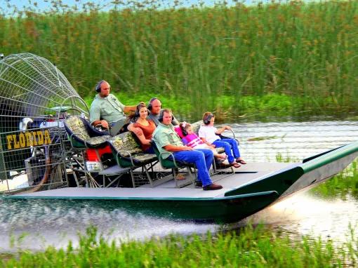 Guests enjoying Florida's natural beauty on a wild florida airboat ride