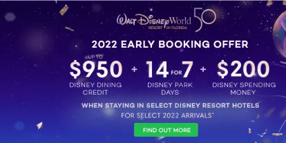 Walt Disney World 50th Anniversary Early Booking Offer