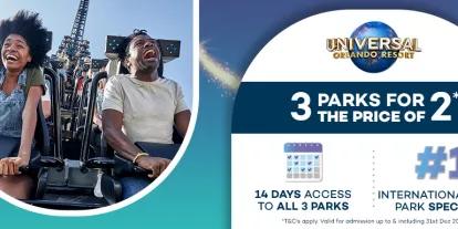 Get 3 parks for the price of 2 at Universal Orlando Resport when you purchase a 3 park Explorer Ticket from AttractionTickets.com
