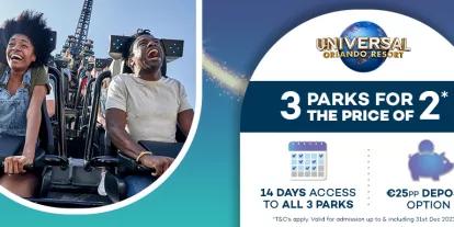 Get 3 parks for the price of 2 when you buy a Universal Orlando Explorer Ticket from AttractionTickets.com