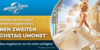 Erhalten Sie einen zweiten Besuchstag in den Universal Studios Hollywood umsonst Erhalten Sie einen zweiten Besuchstag in den Universal Studios Hollywood umsonst