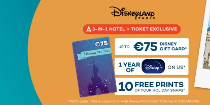 Up to €75 Disney Spending Money on us when you book at Disneyland Paris Hotel with AttractionTickets.com