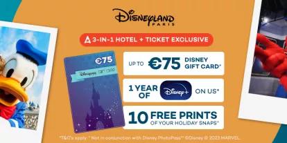 Get €75 Spending money and 12 Months of Disney+ Subscription when you book a Disneyland Paris Hotel package with AttractionTickets.com