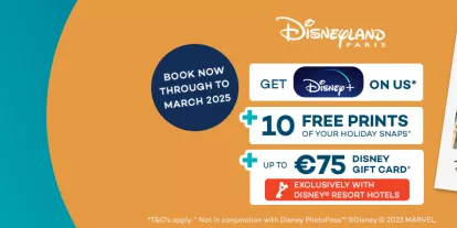 Get up to €75 spending money when you book a Disney Paris Hotel + Tickets with AttractionTickets.com