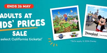 Adults at Kids' Prices on select California tickets