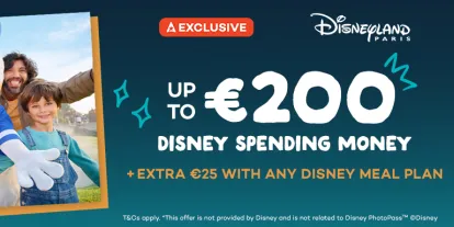 Get up to €200 Disney Spending Money when you book a Disneyland Paris Hotel with AttractionTickets.com