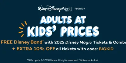 Get adults at kids' prices, a free Disney MagicBand and an EXTRA 10% off when you buy a Disney Magic Ticket or Combo with AttractionTickets.com