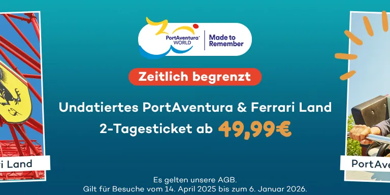 Undatiertes PortAventura & Ferrari Land 2-Tagesticket ab 49,99 €