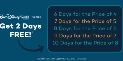 2 Days FREE at Walt Disney World Resort in Florida