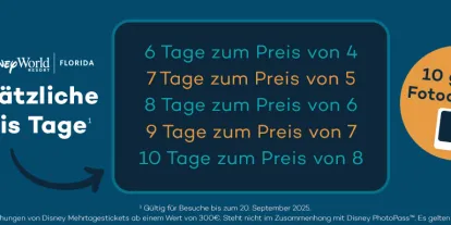 Angebot für 2 zusätzliche gratis Tage in Walt Disney World