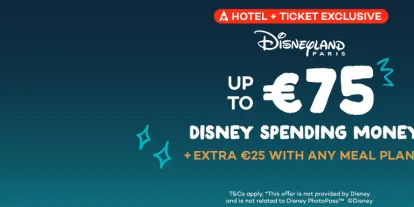 Get up to €75 Disney Spending Money when you book a Disneyland Paris Hotel with AttractionTickets.com