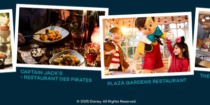 Meal Plan Locations in Disneyland Paris A banner with images of dining locations in Disneyland Paris