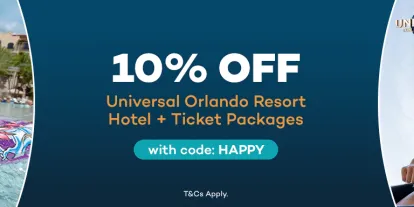 Save 10% off Universal Orlando Resort Ticket + Hotel Packages with code HAPPY
