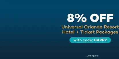 Save 8% off Universal Orlando Resort Ticket + Hotel Packages with code HAPPY