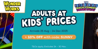 WonderWorks & Outta Control Magic Comedy Dinner Show – Adults at Kids' Prices PROMO WonderWorks & Outta Control Magic Comedy Dinner Show – Adults at Kids' Prices PROMO