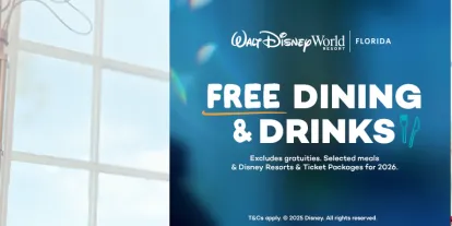 2026 Bookings get Free Dining and Drinks at Walt Disney World Resort in Florida