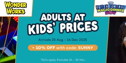 WonderWorks & Outta Control Magic Dinner Show – Adults Pay Kids' Prices WonderWorks & Outta Control Magic Dinner Show – Adults Pay Kids' Prices