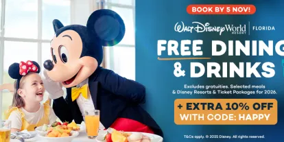 Get Free Dining and Drinks when you book a 2026 Walt Disney World Hotel - BOOK BY 5 November