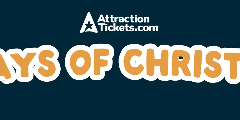 12 Days of Christmas banner with the logo of AttractionTickets.com.