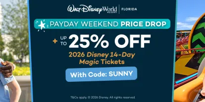 Save up to 25% on Walt Disney World Tickets with code SUNNY