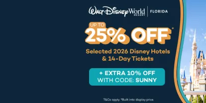 Save Up to 25% + EXTRA 10% OFF Walt Disney World Hotels | Use code SUNNY