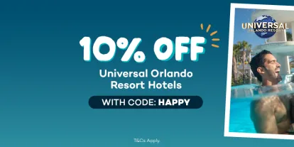 10% OFF Universal Orlando Hotel Packages with code HAPPY