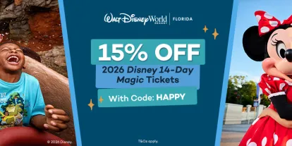 15% Walt Disney World Tickets & Disney Combos - Use code HAP