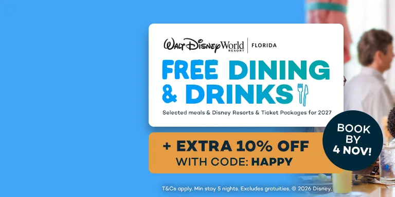 Walt Disney World Free Dining & Drinks in 2027 - Book by 4 November 2026