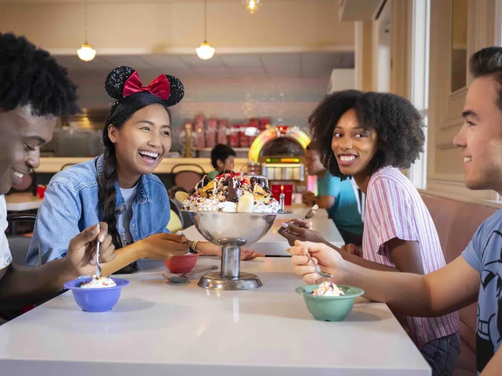 Guests at Beaches & Cream Soda Shop, Disney’s Beach Club Resort