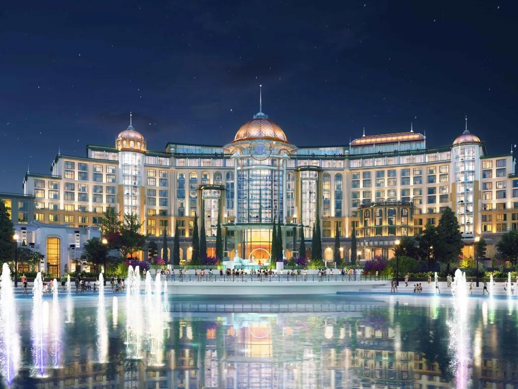 Universal Helios Grand Hotel at night