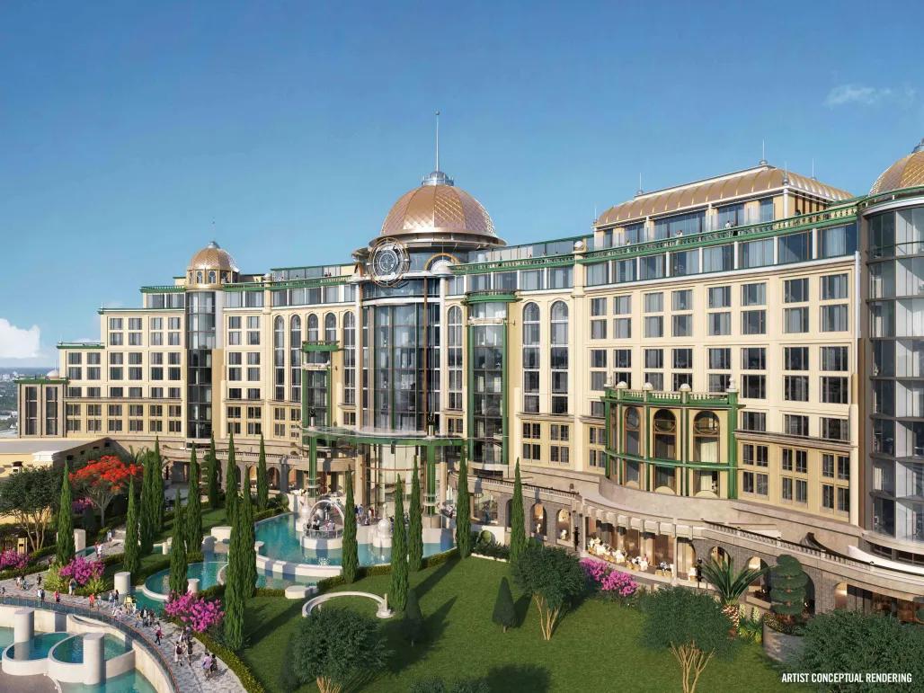 Park side exterior of Universal Helios Grand Hotel