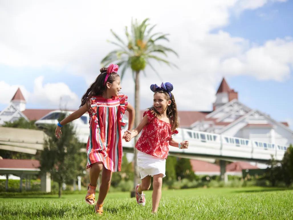 Girls Playing at Grand Floridian near Monorail