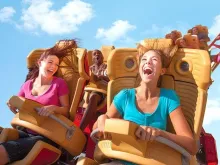 Guests riding Hollywood Rip Ride Rockit at Universal Studios Florida