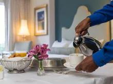 Room service delivery at Loews Portofino Bay Hotel
