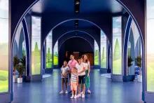 Family arriving at the Grand Magic Hotel near Disneyland Paris