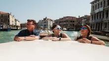 Family on boat in Venice