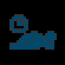 An icon of a man relaxing next to a clock