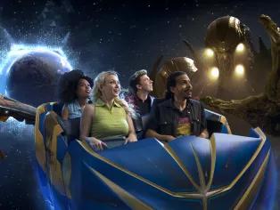 Guests on Guardians of the Galaxy: Cosmic Rewind, EPCOT