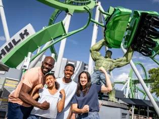 Guests in front of the Hulk Coaster, Universal Islands of Adventure