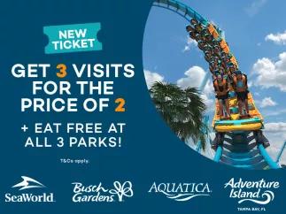 Get 3 SeaWorld Parks for the Price of 2 + Eat Free!