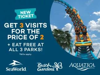 Get 3 SeaWorld Florida Parks for the Price of 2 plus EAT FREE!