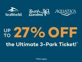 PROMO TICKET: SeaWorld Parks Ultimate Ticket with 3 x All Day Dine & Unlimited Free Parking