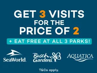 Get 3 SeaWorld Florida Parks for the Price of 2 plus EAT FREE!