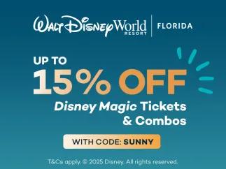 Save up to 15% on Disney Magic Tickets and Combos using code SUNNY