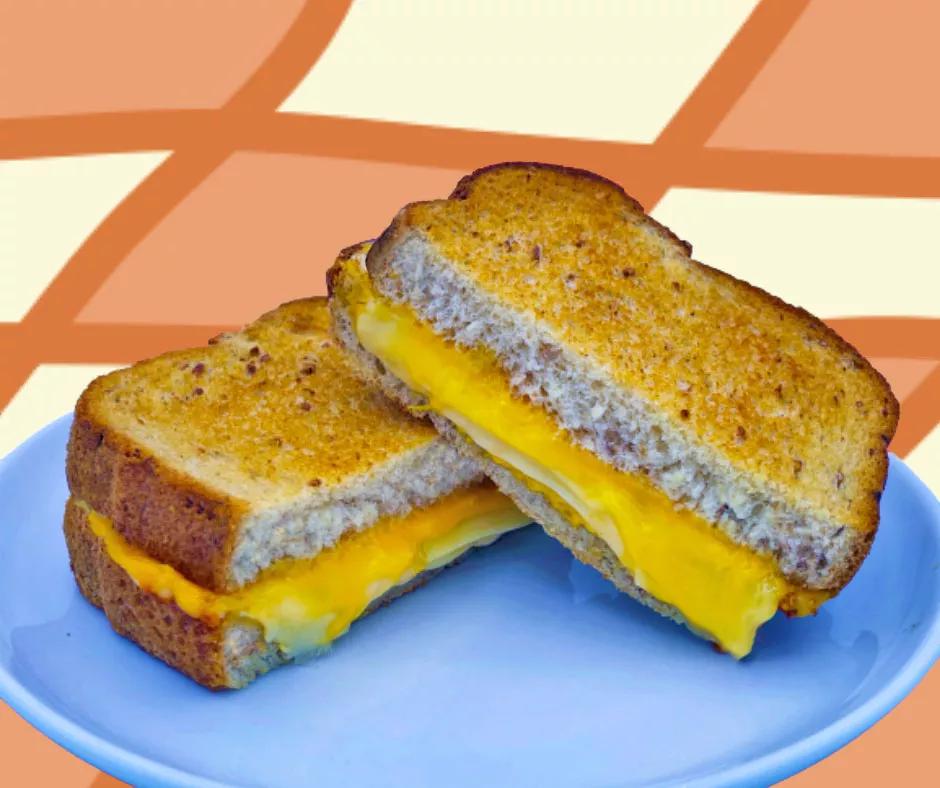 Grilled Cheese A sliced grilled cheese sandwich