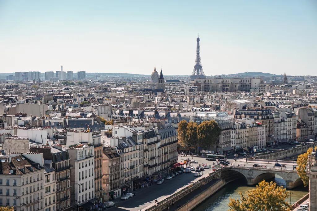 Paris Aerial view of Paris with the Eiffel Tower in the background