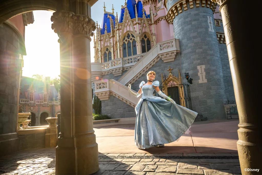 Cinderella at Magic Kingdom Cinderella dancing behind Cinderella Castle at Magic Kingdom