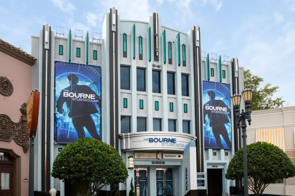The Bourne Stuntacular The exterior building for the Bourne Stuntacular with posters of Jason Bourne