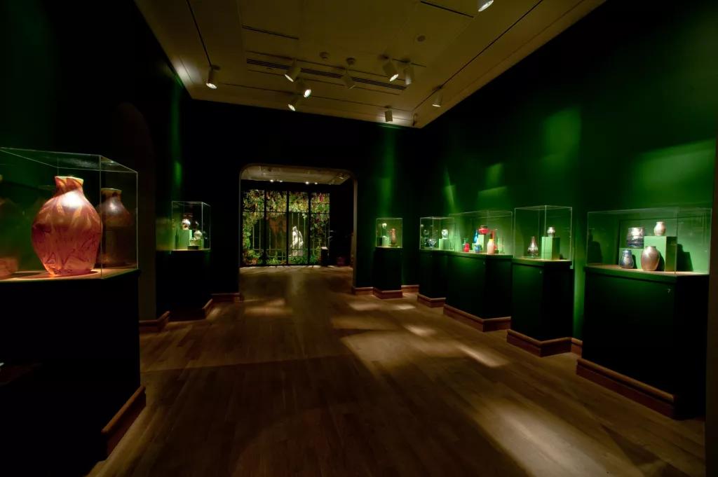 Morse Museum A museum with glass cases full of vases and pots