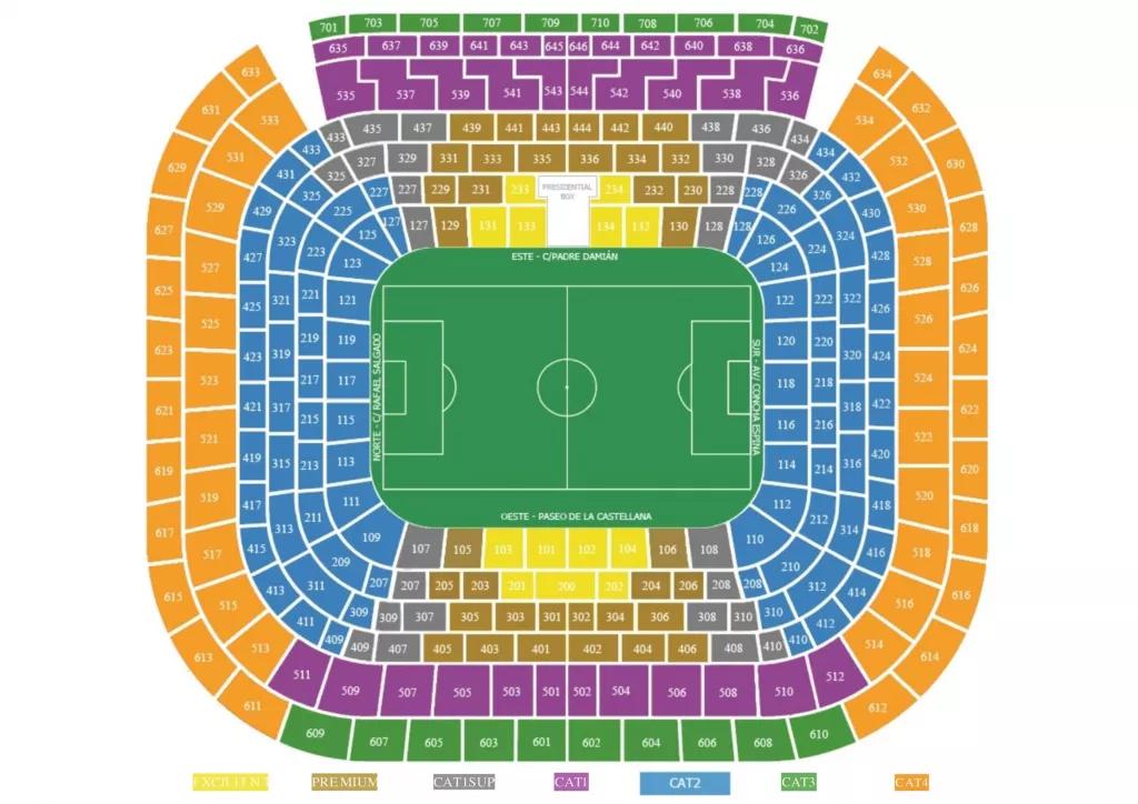 Real Madrid Seat Map 22-23